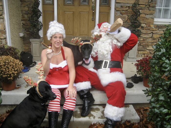 The Drinking Santa And A Very Pregnant Mrs. Claus (Our Very First Family Christmas Card)