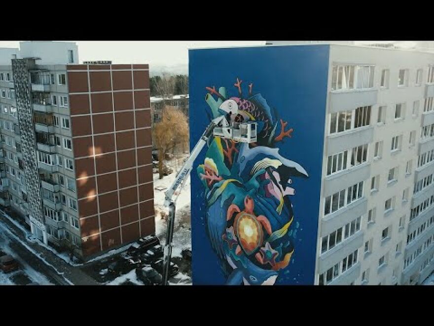 Spanish Artists Boa Mistura Create Massive “Save The Ocean To Save The Climate” Mural In Vilnius, Lithuania