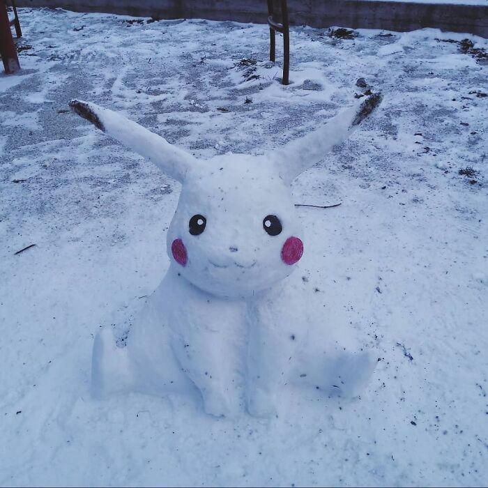Happy Holidays Everyone. Here Is A Lovely Snow Pikachu I Made