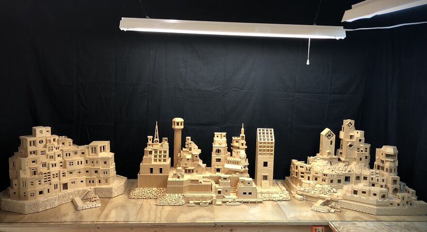 I Glued 425,000 Toothpicks Together To Create A Tiny Metropolis