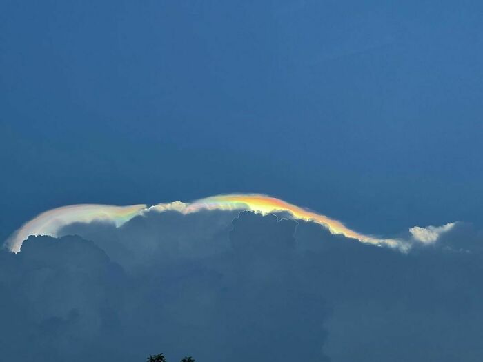 Witnessed An Iridescent Pileus Cap Aka A Rainbow Cloud For The First Time Today