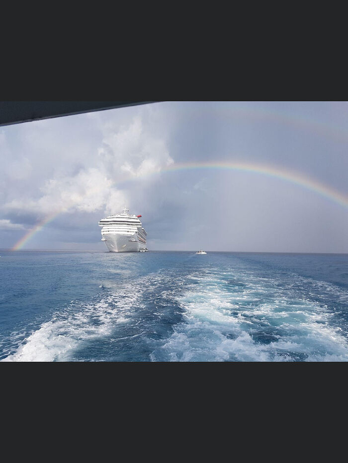 Double Rainbow Over The Cruise Ship.