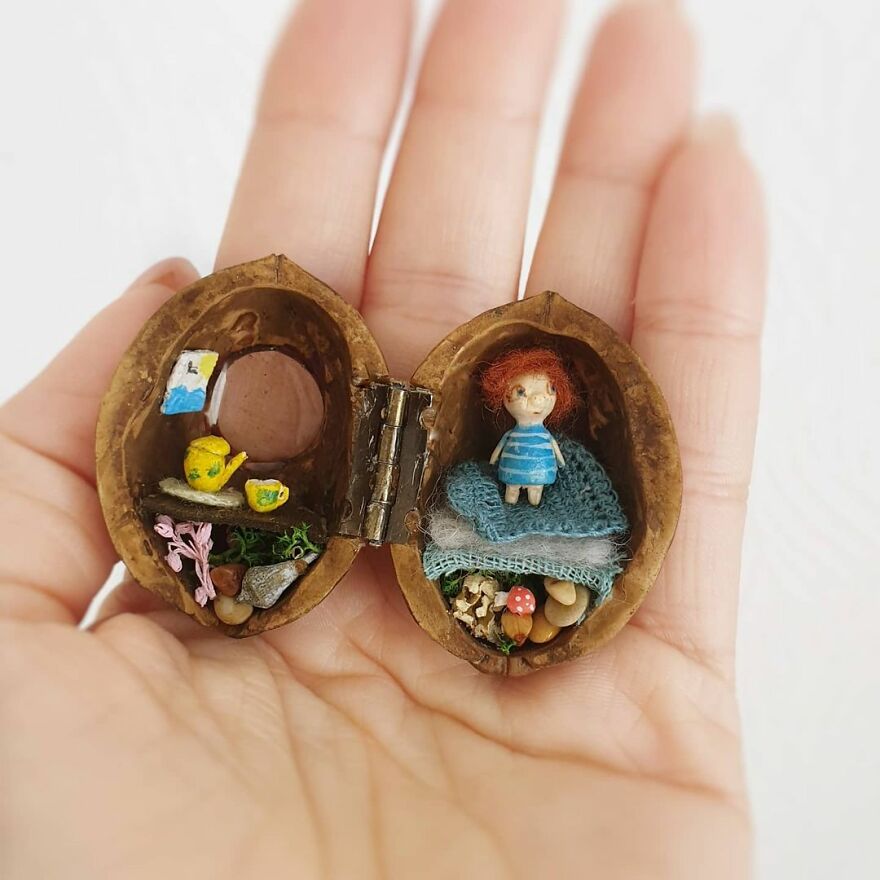 I Create Tiny Fairy Houses In Walnut Shells