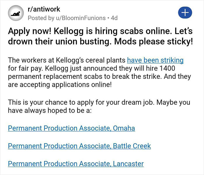 Kellogg’s Decides To Replace 1,400 Employees, People Online Clap Back With Fake Job Applications, Crashing Their Website
