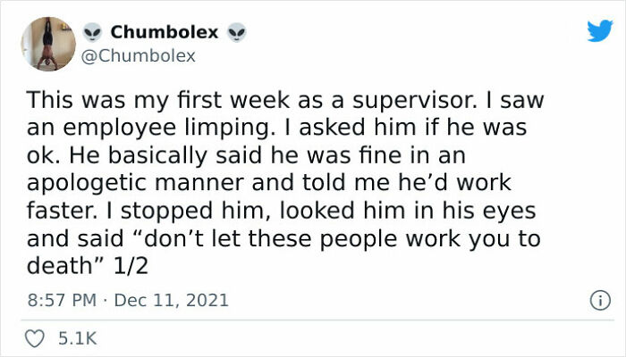 This Supervisor Shared How He Made His Limping Employee Cry By Offering Him Time Off To Get His Leg Checked, Starting A Discussion Online