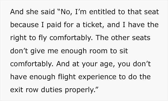 "Sweetie, I’ve Been On Hundreds Of Flights": Woman Cusses At Teen Who Doesn’t Want To Let Her Have The Exit Row Seat She Was Already Settled In "Sweetie, I’ve Been On Hundreds Of Flights": Woman Cusses At Teen Who Doesn’t Want To Let Her Have The Exit Row Seat She Was Already Settled In