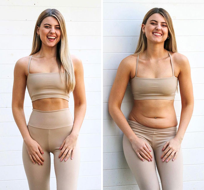 Woman Challenges Unrealistic Body Standards With Side-By-Side “Real Me Monday” Photos Of Herself (30 Pics)