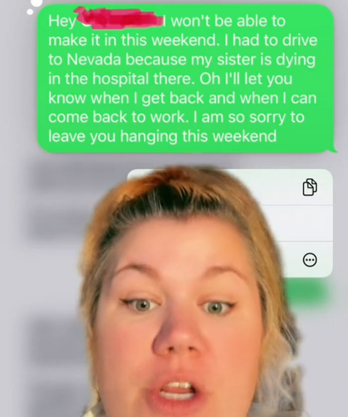 Woman Informs Her Boss That Her Sister Is Dying And She Won't Come To Work, She Responds With Passive-Aggressive Messages Woman Informs Her Boss That Her Sister Is Dying And She Won't Come To Work, She Responds With Passive-Aggressive Messages