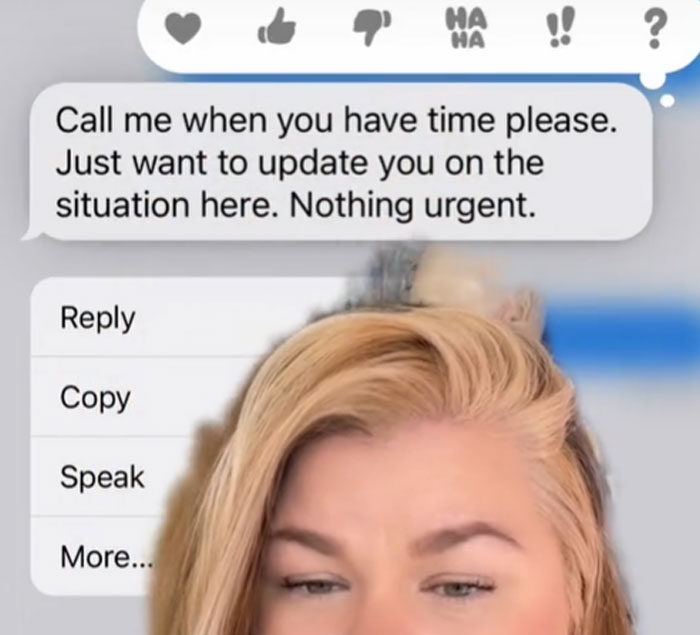 Woman Informs Her Boss That Her Sister Is Dying And She Won't Come To Work, She Responds With Passive-Aggressive Messages Woman Informs Her Boss That Her Sister Is Dying And She Won't Come To Work, She Responds With Passive-Aggressive Messages
