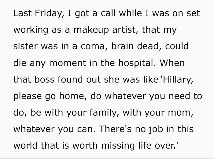 Woman Informs Her Boss That Her Sister Is Dying And She Won't Come To Work, She Responds With Passive-Aggressive Messages Woman Informs Her Boss That Her Sister Is Dying And She Won't Come To Work, She Responds With Passive-Aggressive Messages