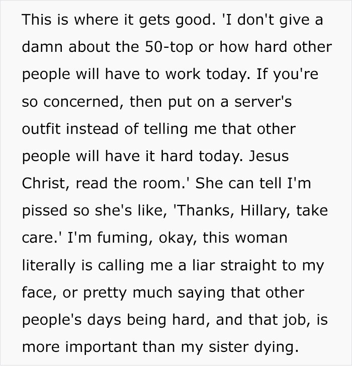 Woman Informs Her Boss That Her Sister Is Dying And She Won't Come To Work, She Responds With Passive-Aggressive Messages Woman Informs Her Boss That Her Sister Is Dying And She Won't Come To Work, She Responds With Passive-Aggressive Messages