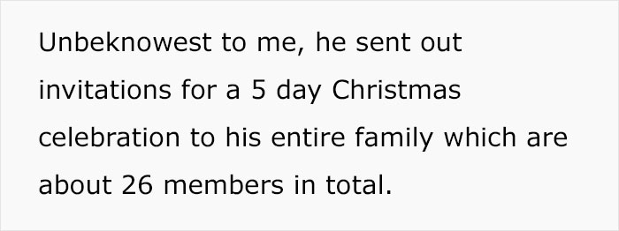 Husband Disrespects Wife By Inviting His Huge Family Over For A 5-Day Christmas Celebration Without Asking Her