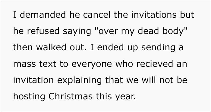 Husband Disrespects Wife By Inviting His Huge Family Over For A 5-Day Christmas Celebration Without Asking Her Husband Disrespects Wife By Inviting His Huge Family Over For A 5-Day Christmas Celebration Without Asking Her