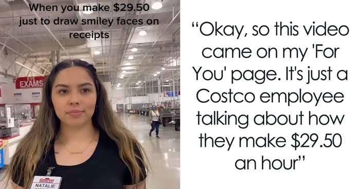 Discussion Online Ensues After Costco Worker Shares She Gets Paid Almost $30 ‘Just To Draw Smiley Faces On Receipts’