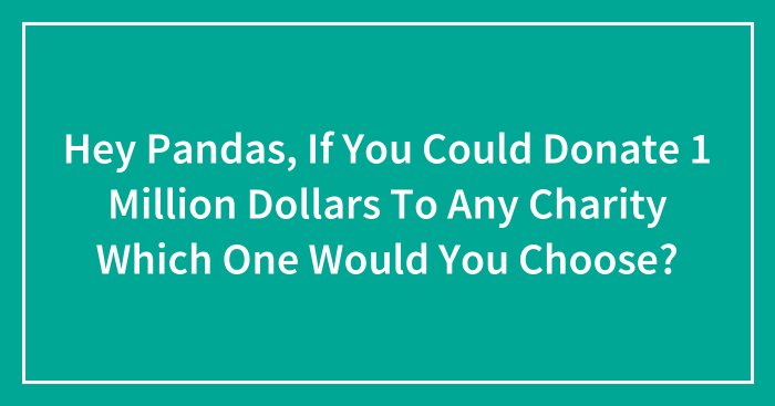 Hey Pandas, If You Could Donate 1 Million Dollars To Any Charity Which One Would You Choose?