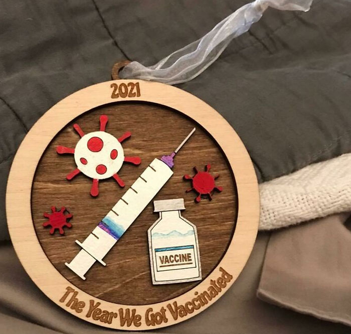 Got My 2021 Ornament. I Was Celebrating Being Vaxed, Some Said This Was In Poor Taste