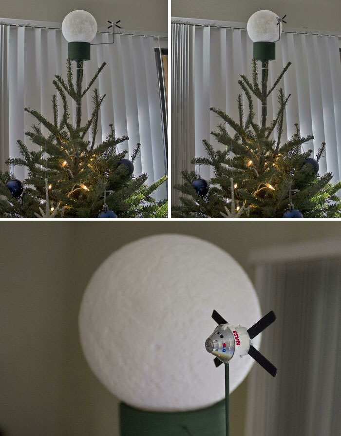 I Made A Christmas Tree Topper Of The Orion Spacecraft Orbiting The Moon