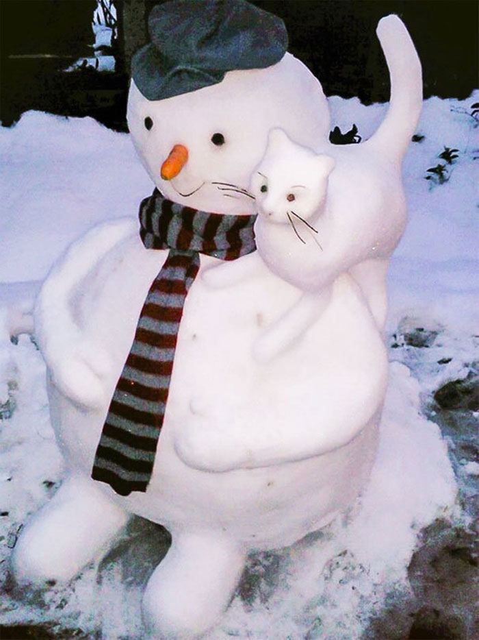 Snowman With A Cat