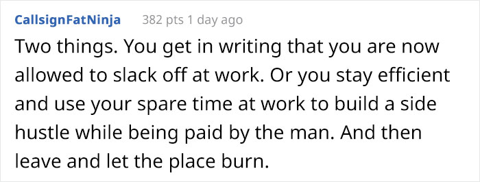 Person Works "Too Efficiently," Gets In Trouble For "Time Theft" Person Works "Too Efficiently," Gets In Trouble For "Time Theft"
