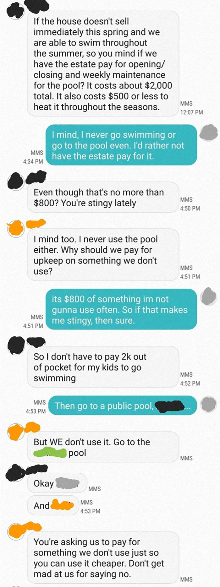 My Sister Wants Me And My Brother To Help Pay For Her And Her Kids To Swim At My Late Father's Pool