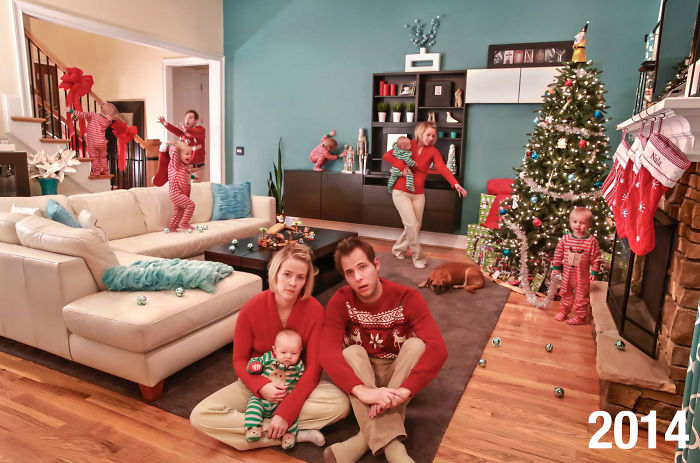 Esta familia comenzó a hacer tarjetas navideñas «reales» hace 8 años, y cuanto más crecen los niños, más locas son