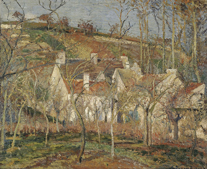 The Red Roofs, A Corner Of A Village, Winter Effect by Camille Pissarro