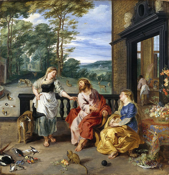 Christ In The House Of Martha And Mary by Jan Brueghel the Younger, Peter Paul Rubens