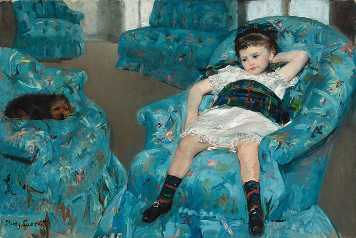 Little Girl In Blue Armchair by Mary Cassatt
