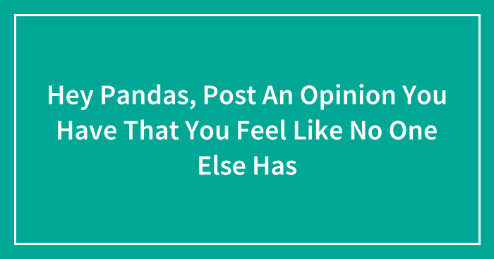 Hey Pandas, Post An Opinion You Have That You Feel Like No One Else Has