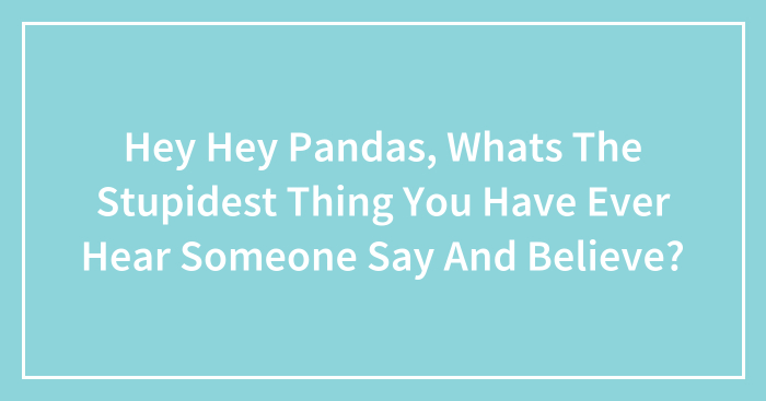 Hey Hey Pandas, Whats The Stupidest Thing You Have Ever Hear Someone Say And Believe?