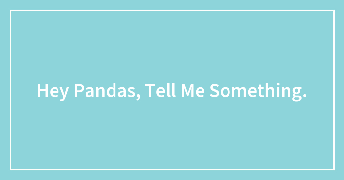 Hey Pandas, Tell Me Something.