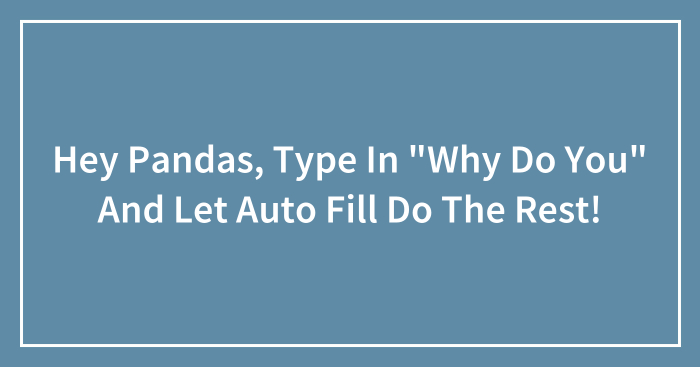 Hey Pandas, Type In “Why Do You” And Let Auto Fill Do The Rest!