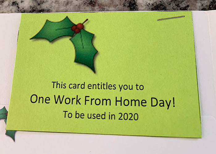 For Christmas 2019, My Boss Gifted Us With 1 Work From Home Day In 2020