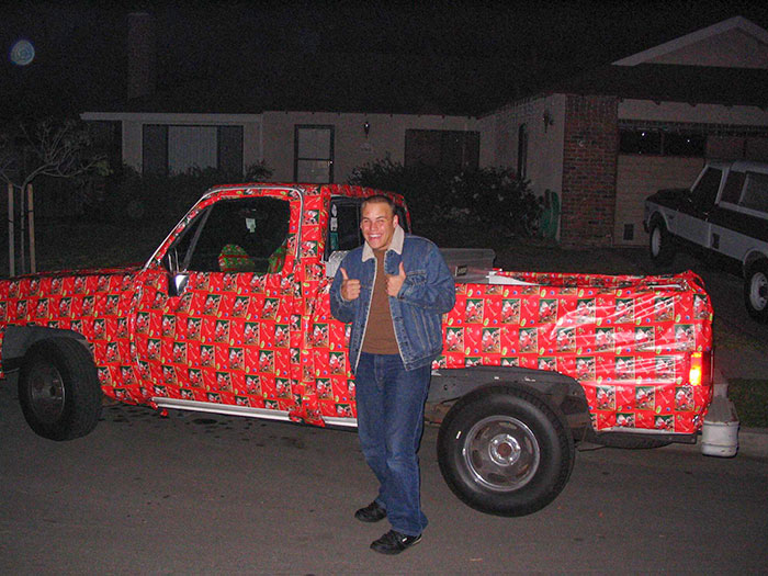 13 Years Ago Me And My Buddy Got Up At 3 Am To Gift Wrap Our Friend's Truck For Christmas. It Ended A Christmas Prank War On A Shear Level Of Scale