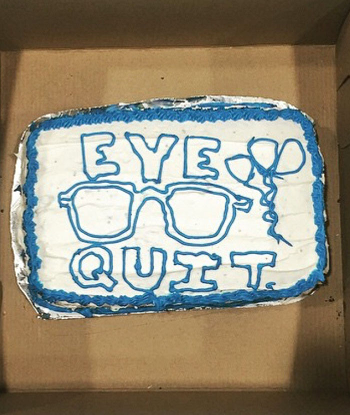 My Friend Works At Warby Parker And Put In His Two Weeks Notice With This Cake