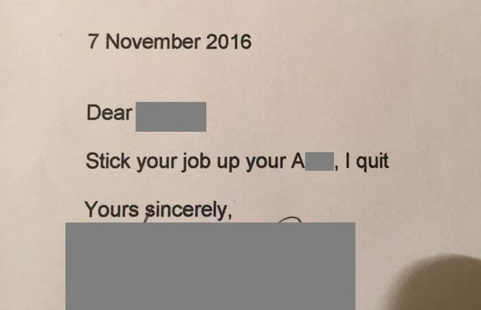 A Letter Of Resignation From My Sister's Job