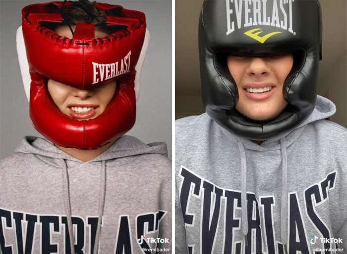 Woman mimicking Zara model poses in Everlast gear, expressing humor and exaggeration. Woman mimicking Zara model poses in Everlast gear, expressing humor and exaggeration.