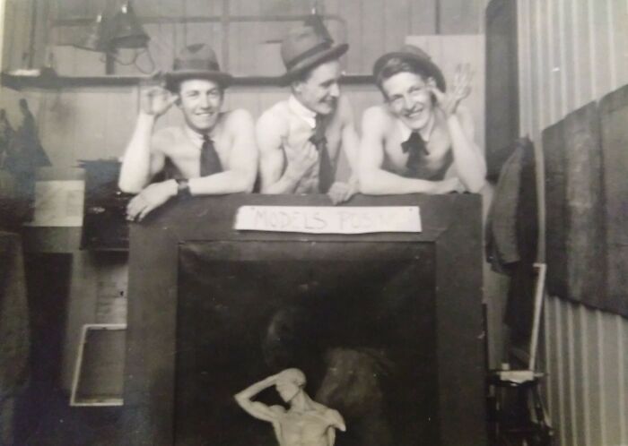 So, This Isn't The Oldest Photo I Have But I Wanted To Share It As It Always Gives Me A Smile When I See It. This Is Of My Great Grandfather (On The Right) When He Was Studying Art. If You Look At The Sign It Says "Models Posing"