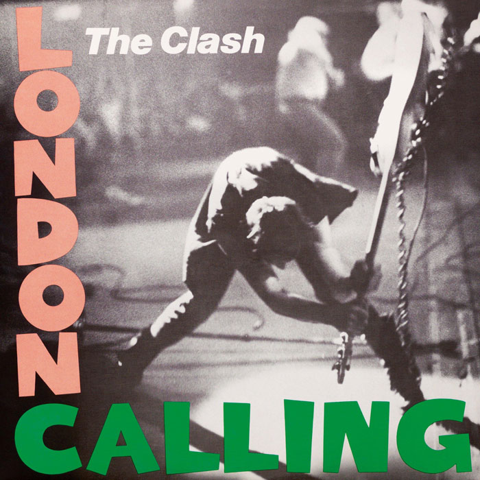 Album cover of The Clash's "London Calling," featuring a musician smashing a guitar on stage.