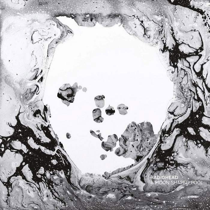 Black and white abstract design on "A Moon Shaped Pool" album cover by Radiohead.