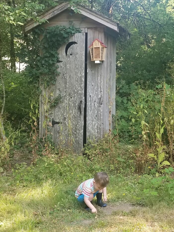 An Outhouse. I Own An Outhouse. We Put A Fake Skeleton In It Just In Case Someone Looks Inside.