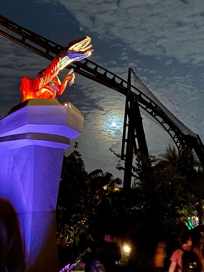 Dragon Roaring At The Moon. Universal Studios In Orlando