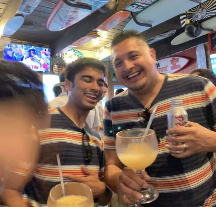 My Friend Met This Guy In A Bar In San Diego Wearing The Same T-Shirt And Drinking The Exact Same Cocktail. What Are The Odds?