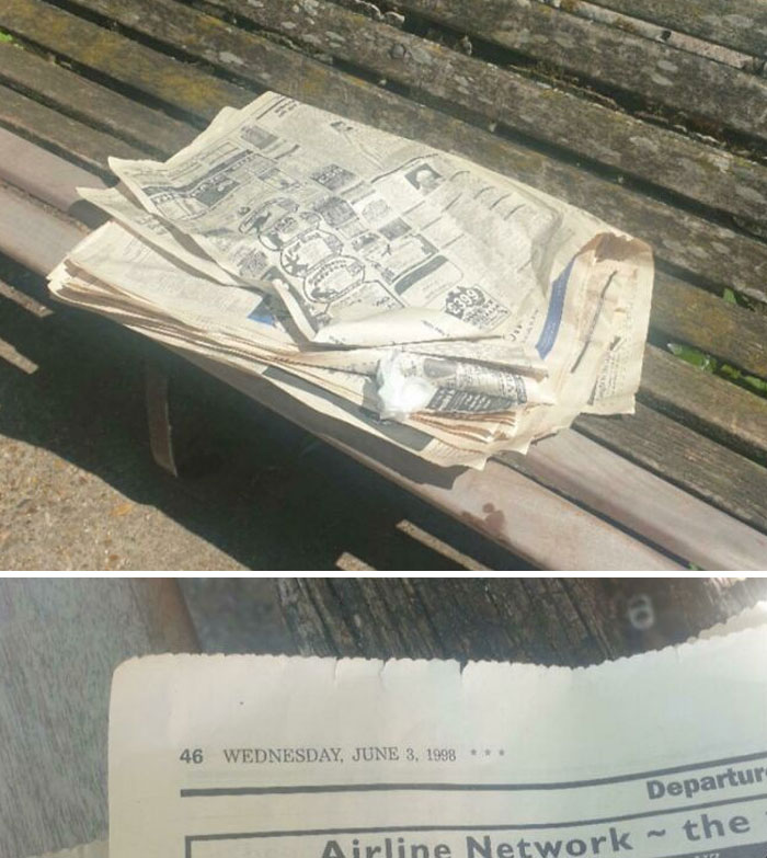 I Found An Exactly 23-Year-Old Newspaper Sitting On A Park Bench Yesterday