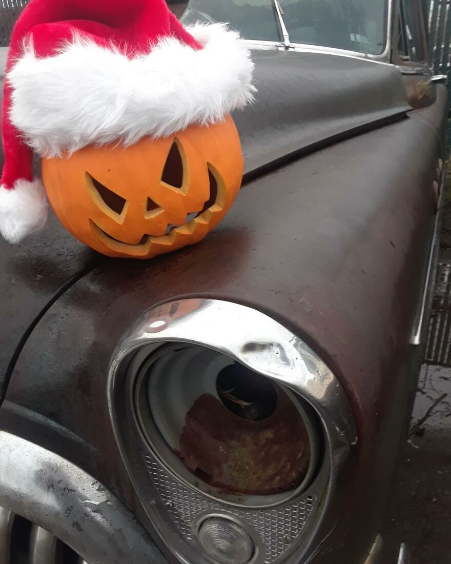 Jack At The Wrecking Yard -I Take Photos Of A Jackolantern At The Wrecking Yard I Work At And Share On My Instagram Account