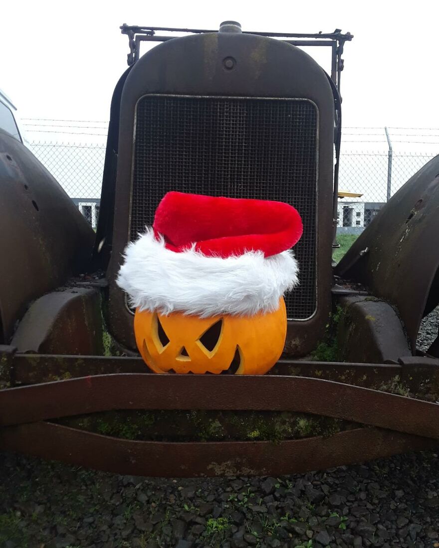 Jack At The Wrecking Yard -I Take Photos Of A Jackolantern At The Wrecking Yard I Work At And Share On My Instagram Account