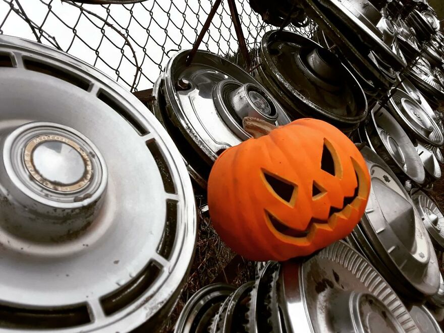 Jack At The Wrecking Yard -I Take Photos Of A Jackolantern At The Wrecking Yard I Work At And Share On My Instagram Account