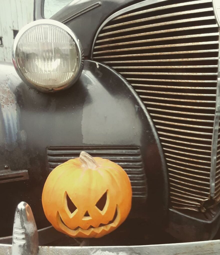 Jack At The Wrecking Yard -I Take Photos Of A Jackolantern At The Wrecking Yard I Work At And Share On My Instagram Account