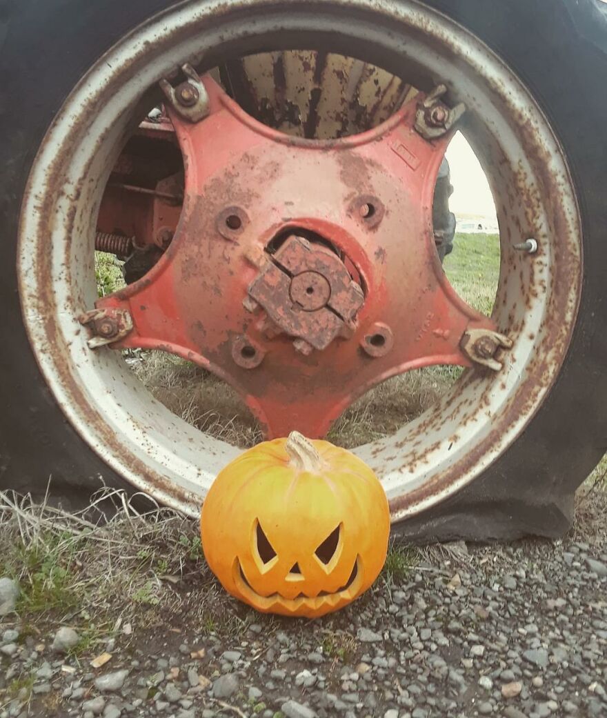 Jack At The Wrecking Yard -I Take Photos Of A Jackolantern At The Wrecking Yard I Work At And Share On My Instagram Account