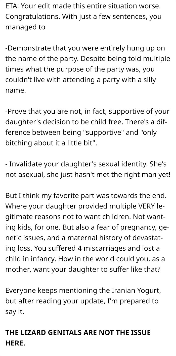 "Am I Wrong For Not Attending My Daughter's Gender Reveal For Her Lizard?" "Am I Wrong For Not Attending My Daughter's Gender Reveal For Her Lizard?"